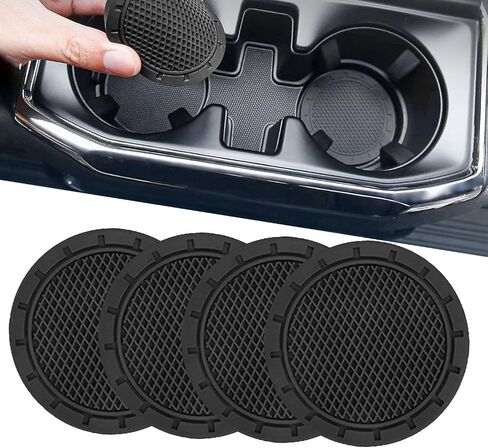 Car Cup Coaster, 4PCS Universal Non-Slip Cup Holders Embedded in Ornaments Coaster, Car Interior Accessories, Black in Saudi Arabia