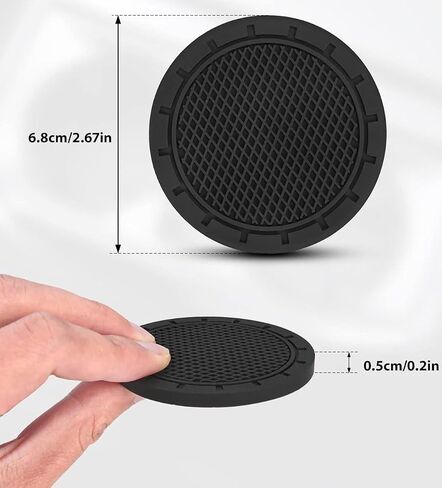 Car Cup Coaster, 4PCS Universal Non-Slip Cup Holders Embedded in Ornaments Coaster, Car Interior Accessories, Black in Saudi Arabia