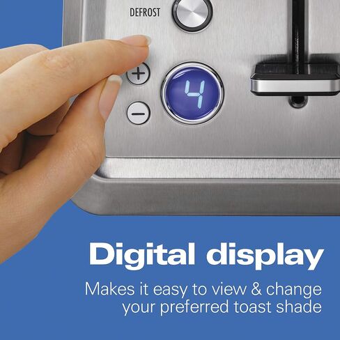 Hamilton Beach 2 Slice Toaster with Extra-Wide Slots, Bagel Setting, Toast Boost, Slide-Out Crumb Tray, Auto-Shutoff & Cancel Button, Defrost Function, Stainless Steel (22794) | Browning Control With 7 Shades | Auto Shutoff | Toast Boost | Slide-Out Crumb in Kuwait