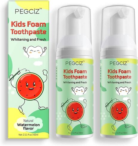 Foam Toothpaste Kids,Toddler Whitening Toothpaste with Low Fluoride & Natural Formula to Reduce Plaque,Kids Foaming Toothpaste for U Shaped Toothbrush for Children (Strawberry&Watermelon) in Saudi Arabia