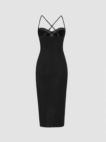CIDER Lace Ruched Split Cami Midi Dress in Saudi Arabia