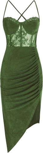 CIDER Lace Ruched Split Cami Midi Dress in Saudi Arabia