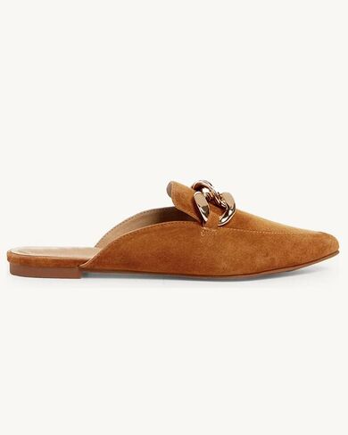 Mskilder Mules for Women Flats Metal Chain Pointed Toe Slip-on Backless Loafers Slides Flat Shoes in Saudi Arabia