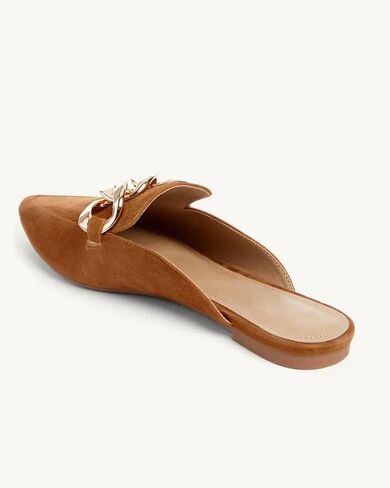 Mskilder Mules for Women Flats Metal Chain Pointed Toe Slip-on Backless Loafers Slides Flat Shoes in Saudi Arabia