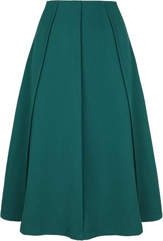 Allegra K High Waisted Skirts for Women's Vintage Solid Color Below Knee Pleated Flared Skirt in Saudi Arabia
