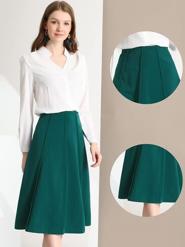 Allegra K High Waisted Skirts for Women's Vintage Solid Color Below Knee Pleated Flared Skirt in Saudi Arabia
