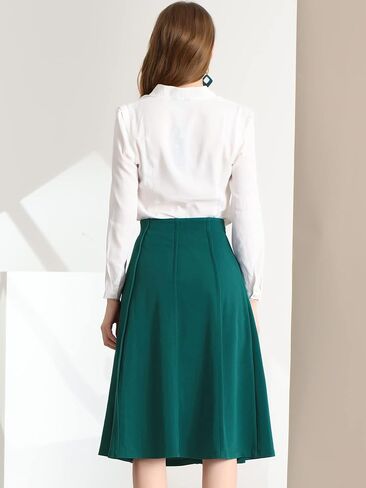 Allegra K High Waisted Skirts for Women's Vintage Solid Color Below Knee Pleated Flared Skirt in Saudi Arabia