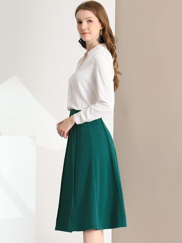 Allegra K High Waisted Skirts for Women's Vintage Solid Color Below Knee Pleated Flared Skirt in Saudi Arabia