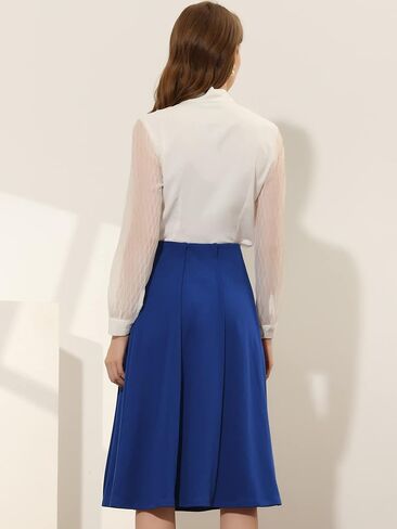 Allegra K High Waisted Skirts for Women's Vintage Solid Color Below Knee Pleated Flared Skirt in Saudi Arabia
