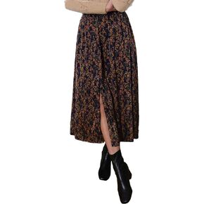 Floerns Women's Boho Floral Print High Waist Split Swing Midi Skirt