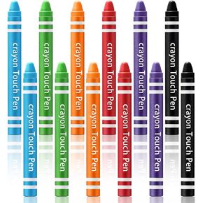 12 Pcs Kids Stylus Pen, Fun Crayon Stylus for Touchscreen Tablets, Kids Edition Tablet Crayon Stylus for Children, Compatible with Smartphones Phone Drawing Anti Scratch