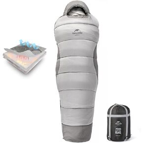 Naturehike Sleeping Bag, 0-34℉/8-43℉, Cold-Weather Mummy-Style, Big & Tall Adults, Waterproof, Camping Essentials Sleeping Accessories, No-Snag Zipper with Adjustable Hood for Warmth and Ventilation