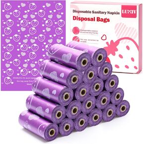 300P Sanitary Napkin Disposal Bags, Luxiv Disposable Sanitary Bags Rolls Personal Care Disposal Bag for Diapers, Tampons, Pad Period Bag Disposal Feminine Hygiene Products Bags with Scent (Pink)