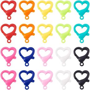 Cheriswelry 120Pcs Plastic Heart Shape Lobster Claw Clasps Cute Plastic Lanyard Snap Hooks Key Chain Fastener Hooks 26.5mm for DIY Key Ring Backpack Pendants Making Crafts