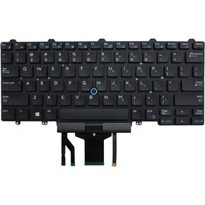 AUTENS Replacement US Keyboard for Dell Latitude E5450 E5470 E7450 E7470 7480 7490 5480 5488 Laptop No Frame, with Pointer, with Backlight