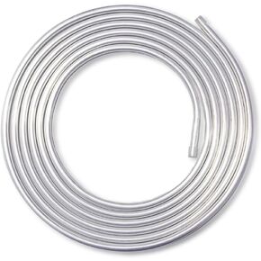 3/8 OD Aluminum Tubing - 16ft High-Pressure Fuel Line for Automotive AC, Hydraulic Braking, Fuel Systems, and Transmission - 360 psi Working Pressure with Dustproof Cover