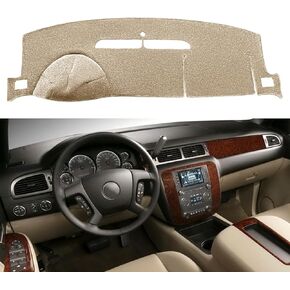Dashboard Cover Dash Mat Fit for 2007-2014 Chevy Chevrolet Tahoe Suburban,2007-13 Chevy Avalanche Silverado 1500 2500 3500 LTZ /2007-13 GMC Sierra SLT Denali,2007-14 GMC Yukon XL (Beige) Y24