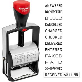 MaxMark 2024 Heavy Duty Date Phrase Stamp, Large Date Size - Exclusive 12-Year Band - Black Ink