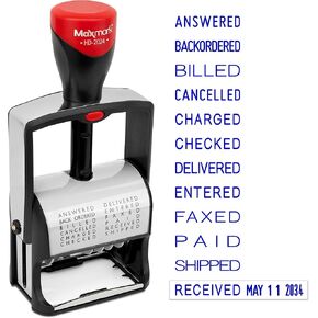 MaxMark 2024 Heavy Duty Date Phrase Stamp, Large Date Size - Exclusive 12-Year Band - Black Ink in Kuwait