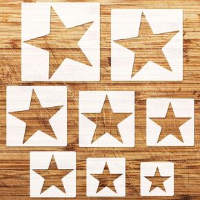 8PCS Large Star Stencils, 8 Different Size Star Stencils for Painting, Star Template for Drafting for Office and School Art Craft Templates, Large and Small Size