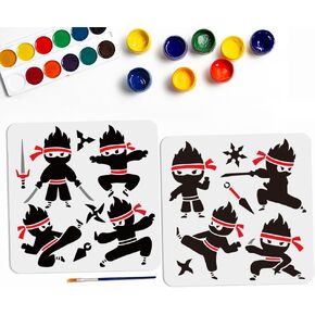 MAYJOYDIY 2pcs Hockey Stencil 11.8×11.8inch Ice Hockey Stencil with Painting Brush Reusable Athlete Ice Hockey Player Painting Stencils for Wood Canvas Paper Fabric Wall Decorations and Crafts