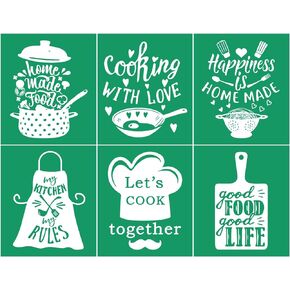 Home Made Self Adhesive Silk Screen Stencils, Cooking Mesh Stencils Transfer, Kitchen Reusable Stencils Screen Stencil, Patterns For DIY Painting T-Shirts, Pillows, Textile Cloth Bags 8.5*11 IN
