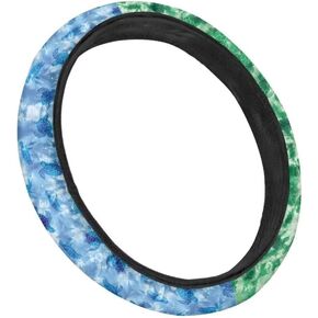 Horeset Blue Aqua Flowers Steering Wheel Covers for Car, Universal Car Interior Accessories Car Steering Wheel Cover for Women and Girls