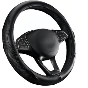 Steering Wheel Cover for Truck Pickup (Black, 15.5-16 inch) Leather with Silicone