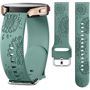 أساور GEAK محفورة على شكل عباد الشمس متوافقة مع ساعة Samsung Galaxy Watch 6/Galaxy Watch 5/Galaxy Watch 4/Galaxy Watch 5 Pro، أساور معصم رياضية من السيليكون الناعم مقاس 20 مم لساعة Galaxy Watch Band النساء والرجال in Kuwait