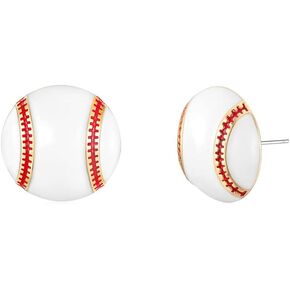 Rhinestone Sports Ball Stud Earrings for Women Girls Basketball Volleyball Baseball Soccer Football Rugby Earrings Silver Plated Cubic Zirconia Crystal Stud Player Fan Gifts Souvenirs