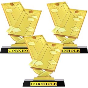 Sieral 3 Pieces 5.5 Inch Cornhole Trophy Cornhole Tournament Award Cornhole Winner Award Prize Gift for Tournaments, School Match Sports Competition Teams