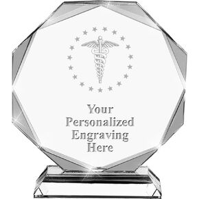 Medical Crystal Awards, 6.75" Custom Medical Staff Caduceus Award with Engraving Included Prime