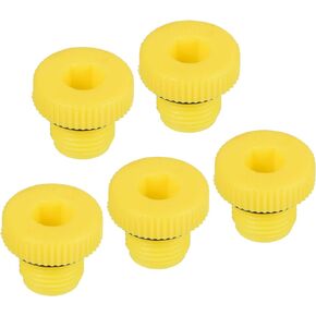 PATIKIL Hold Plugs G1/8, 5 Pack PP Plastic Male Threaded Hex Socket Sealing Screw End Cap, Yellow