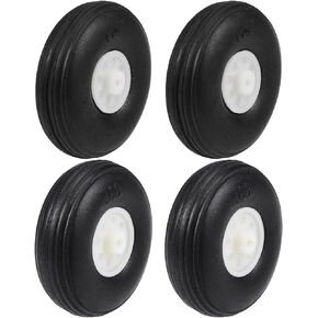 MECCANIXITY Tire and Wheel Sets for RC Airplane,PU Sponge Tire with Plastic Hub (1.75 Inch Pack of 2,2 Inch Pack of 2)