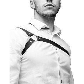 Men's Black Leather Body Chain Chest Harness Belt Shoulder Straps Adjustable Buckle Straps Costume Party Carnival in Saudi Arabia