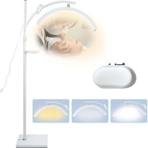 Lash Light Lash Lamp for Eyelash Extensions Adjustable LED Floor Eyelash Light Esthetician Light Half Moon Light Tattoo Light Shadowless Lighting for Beauty Skincare Nail Tech Tattoo Artists WR Pink