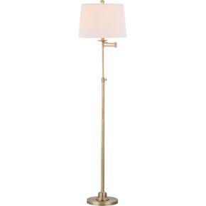 SAFAVIEH Lighting Collection Nadia Traditional Farmhouse Swivel Swing Arm Gold 64-inch Adjustable Height Living Room Bedroom Home Office Standing Floor Lamp (LED Bulb Included)