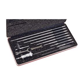 Starrett Solid-Rod Inside Micrometer Set with Case, Insulated Rods, Quick-Reading Figures, Hardened and Ground Anvils - 2-12" Range, 001" Graduations, Padded Case Type - 124BZ
