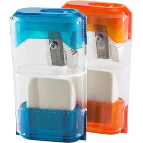 Baumgartens Single-Hole Trap Door Eraser Manual Pencil Sharpener, Assorted