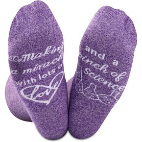 2PAIRS IVF Gift IVF Transfer Day Gift Inspirational Infertility Socks Lucky Transfer Socks In-vitro IVF Infertility Socks
