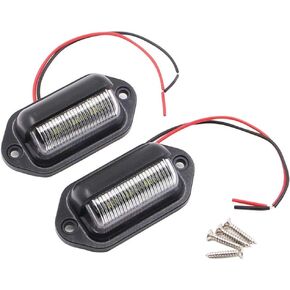 HERIS 2 Pack 12V LED Exterior License Plate Tag Light Interior Courtesy Dome Roof Door Step Cargo Underhood Lamp Total 12 White SMD Bulb Waterproof Rainproof Legal for Car Truck RV Trailer Boat Van