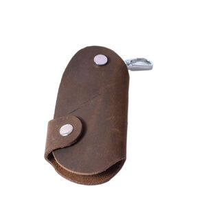 Crazy Horse Leather Car Door Key Case Multi-function Key Bag Retro Handmade for Men Women