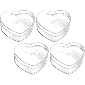 Yardwe Candy Favor Containers 4Pcs Clear Acrylic Plastic Heart-shaped Acrylic Box with Lid Small Storage Boxes for Candy Pill and Tiny Jewelry (2.55X2.36X1.18in) Party Favor Containers in Kuwait