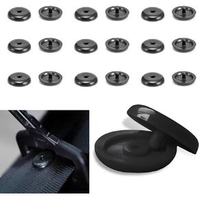 10 PCS Car Seat Belt Stopper Button Kit, Plastic Seat Belt Anti-slip Fixing Limiter, Two-hand Press 1-second Installation Locator Clip, Universal for Automotive Interior Accessories (Black)