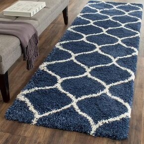 SAFAVIEH Hudson Shag Collection Accent Rug - 2' x 3', Navy & Ivory, Trellis Design, Non-Shedding & Easy Care, 2-inch Thick Ideal for High Traffic Areas in Entryway, Living Room, Bedroom (SGH280C)