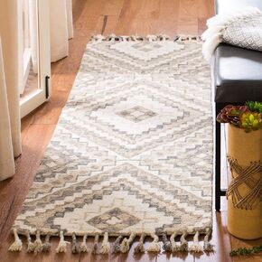 SAFAVIEH Aspen Collection Runner Rug - 2'3" x 13', Taupe & Ivory, Handmade Boho Braided Tassel Wool, Ideal for High Traffic Areas in Living Room, Bedroom (APN250E)