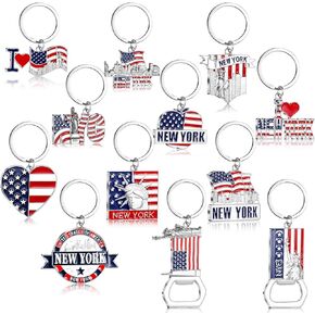 New York Souvenirs Gifts NYC Metal Keychain Star USA Flag Statue of Liberty Key Ring I Love New York Souvenirs