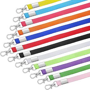 Shappy 48 Pieces Cruise Lanyard Neck Lanyards for ID Badge Holder ID Colored Lanyard Keychain Holder Flat Nylon Lanyard Strap with Swivel Hook for Name Tag Badge Holder, Camera, Cellphone, 12 Colors