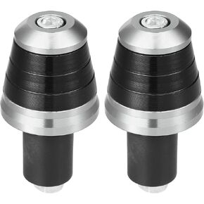 Motorcycle Handlebar End Plug Aluminum Alloy 7/8" 22mm 33.5mm OD Fashionable | Front Handle Bar Grips Cap Gear Balanced Plug Silver Tone 2 Pcs