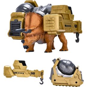 Dazmers Robotic Large Dinosaur Toys for Boys - Light & Sound Effect - Interactive Walking Dinosaur with Dump Truck and Recycling Bin Accessory - 3 x 1.5V Batteries Included - Yellow